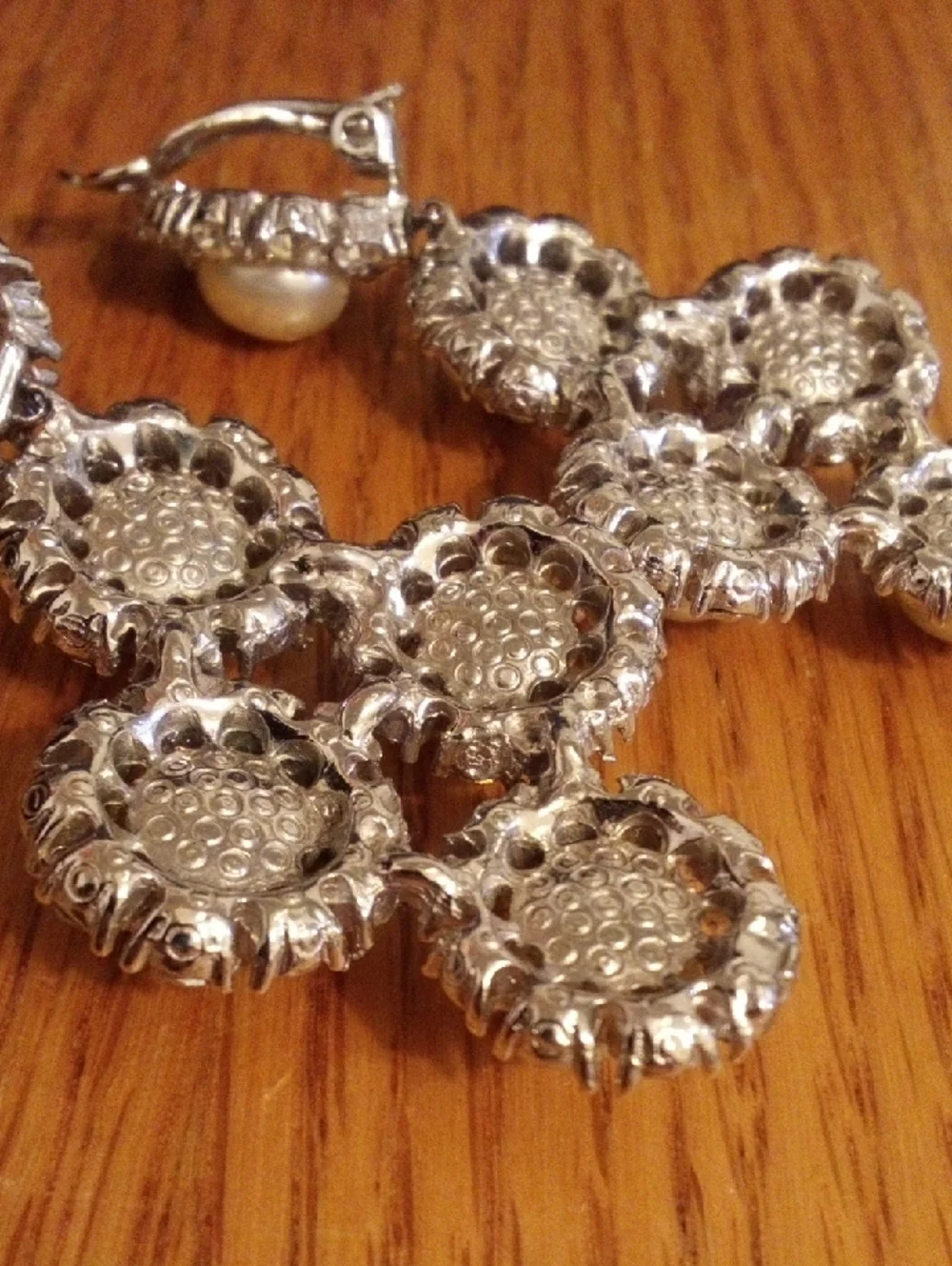 Pearl and Crystal Drop Clip On Earrings - White